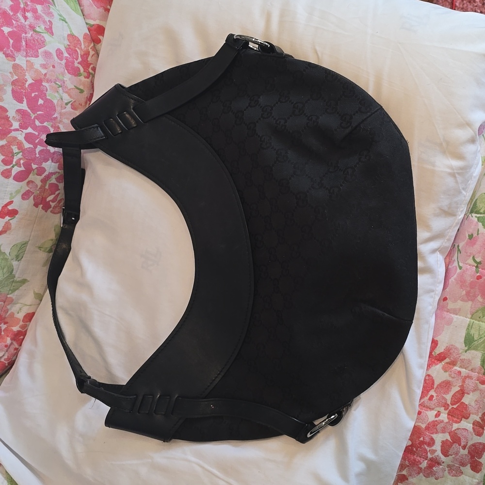 Gucci GG Monogram Half moon canvas with leather trim